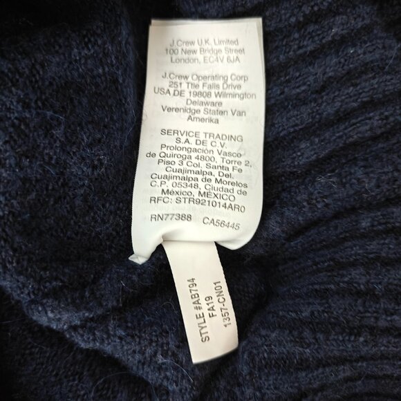 J. CREW Button Merino Blend Polka Dot Crewneck Sweater Navy Women's Size Medium - Picture 7 of 10